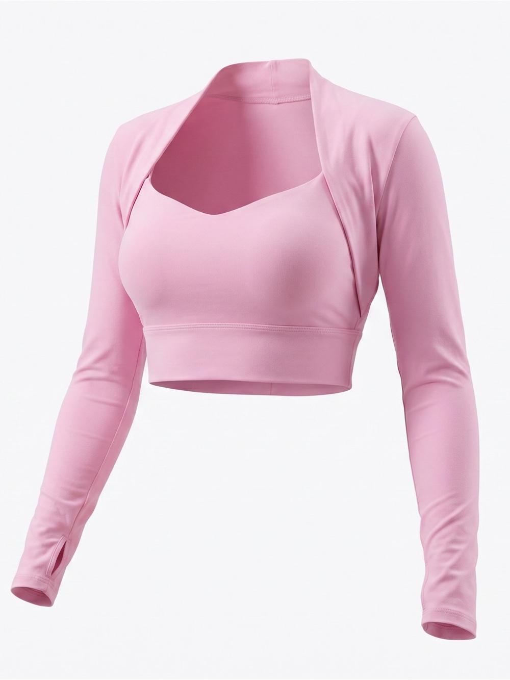 Halara Plush Long Sleeve Thumb Hole 2-in-1 Cropped Yoga Sports Top M